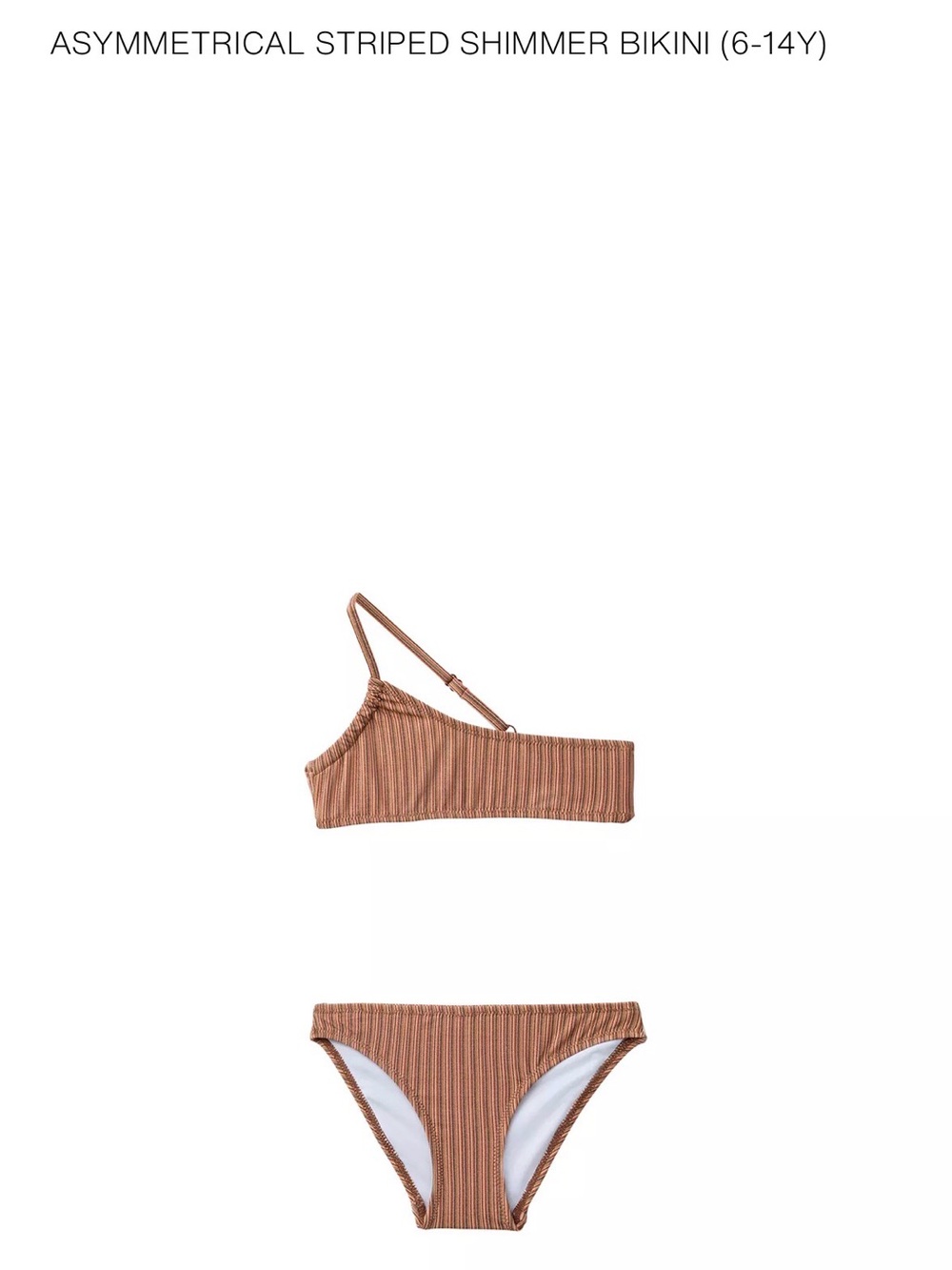Zara Ribbed One-Shoulder Bikini in Warm Brown